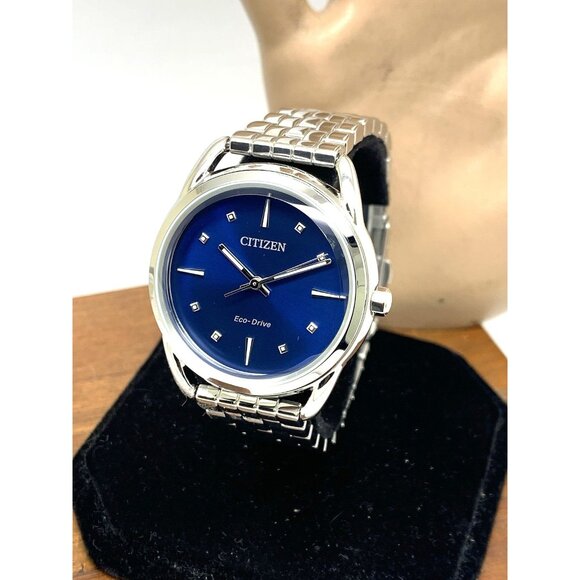 Citizen Women's Watch FE7090-55L Eco Drive Blue Dial Silver Stainless Steel 36mm - Picture 1 of 13